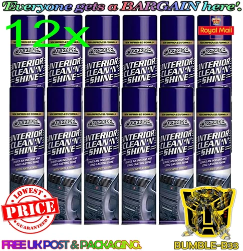 12 X Car Pride Car Interior Clean N Shine INSTANT LASTING SHINE 300ml