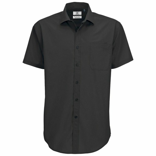 B&C Smart Short Sleeve Mens Shirt Cut away Collar Formal Corporate Business Wear - 第 1/1 張圖片