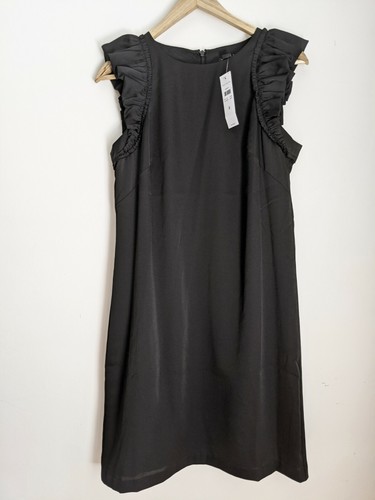Ann Taylor Black Ruffled Sleeves Shift 