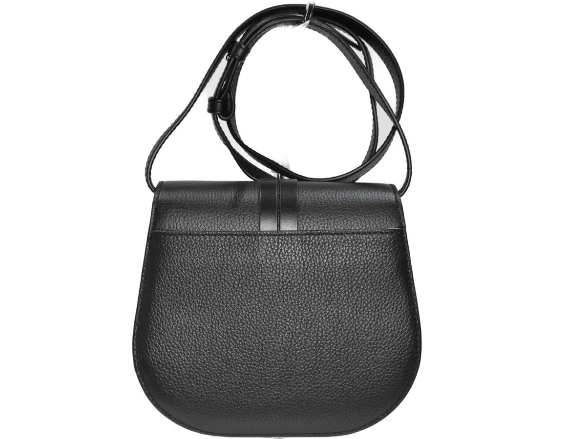 Chloe Alphabet Small Saddle Bag Shoulder bag Black Grained