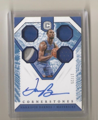 2018-19 Panini Cornerstones HARRISON BARNES Quartz Quad Patch On Card Auto /25