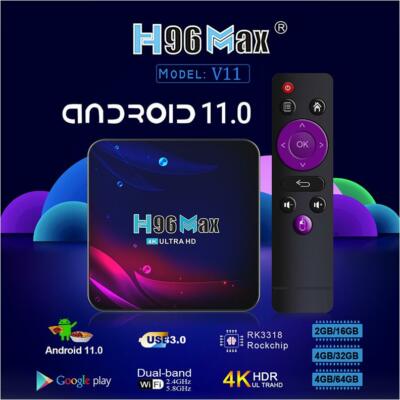 H96 Max V11 RK3318 Android 11 Smart TV Box 4G 32G/64G Wifi 4K HDR Media Player