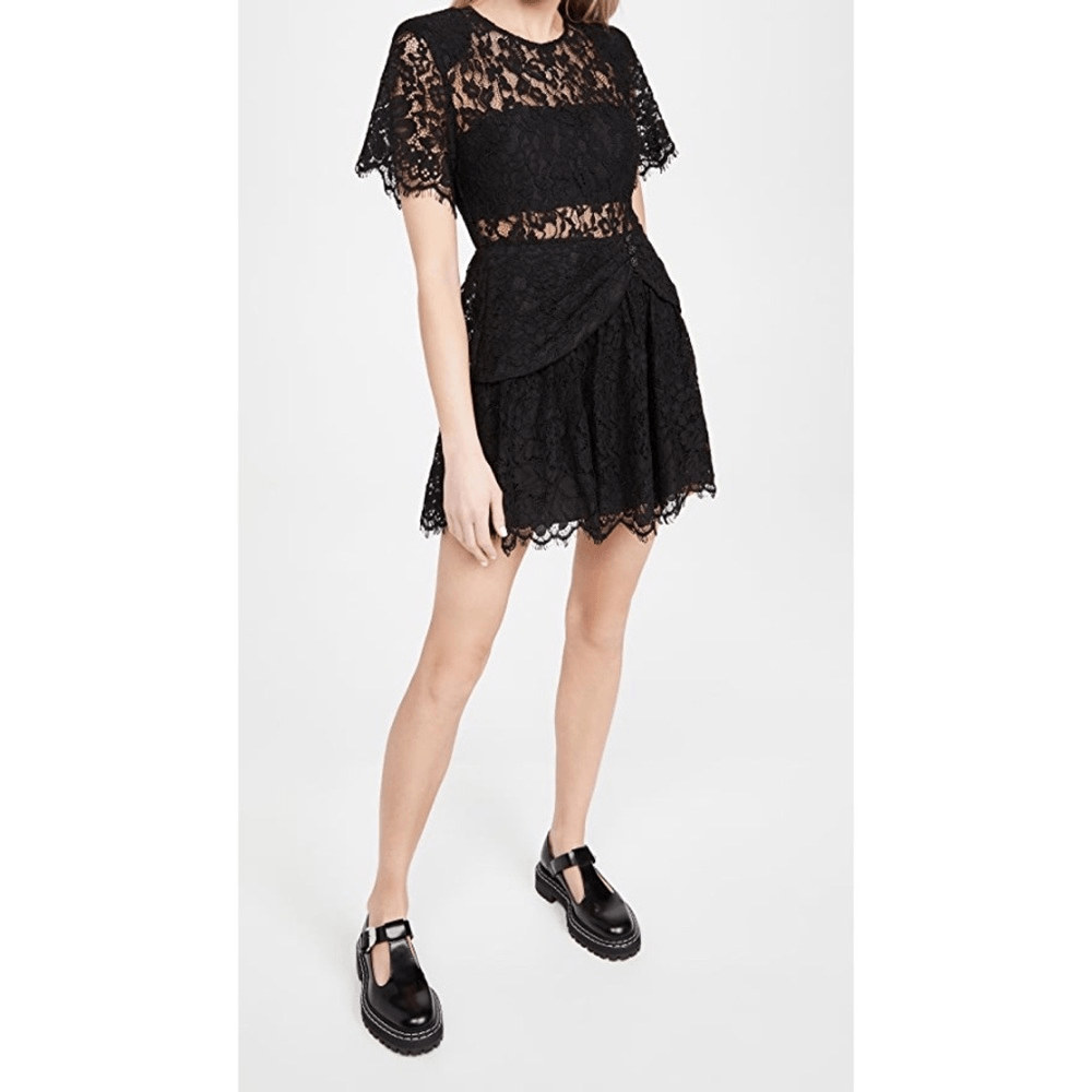 self portrait fine lace mini dress Self Portrait Blue Fine Lace Mini Dress