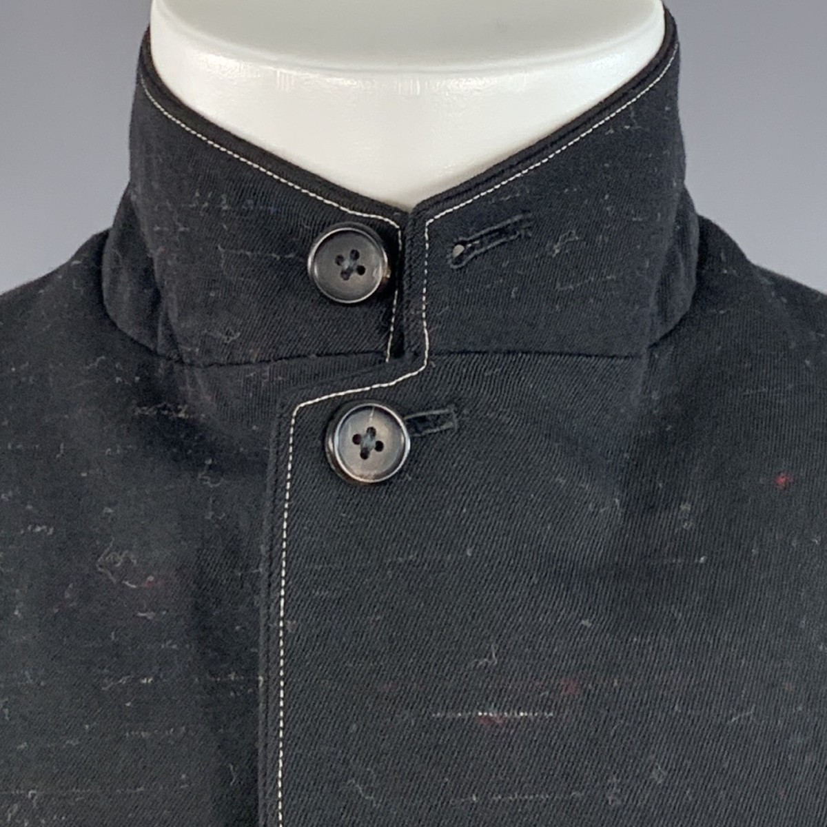 YOHJI YAMAMOTO Size S Black Grey Wool Blend Contrast Stitch