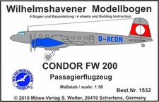 Möwe-Modell 1532 "Focke Wulf CONDOR FW 200" Kartonmodell/Papiermodell