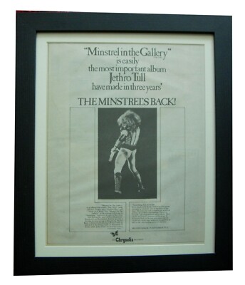 JETHRO TULL+Minstrel In Gallery+POSTER+AD+ORIGINAL 1975+FRAMED+FAST WORLD SHIP