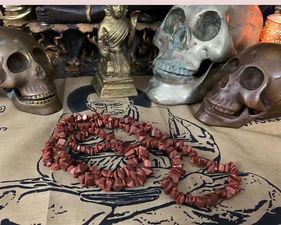 34" Continuous Strand of LiDiex Glassworks Goldstone Chip Necklace Voodoo Estate - Image 4 of 4