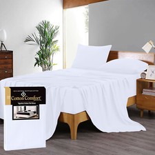 Image of New 100% Egyptian Cotton Flat Sheet 400TC Soft Bed Top Sheets Single Double King