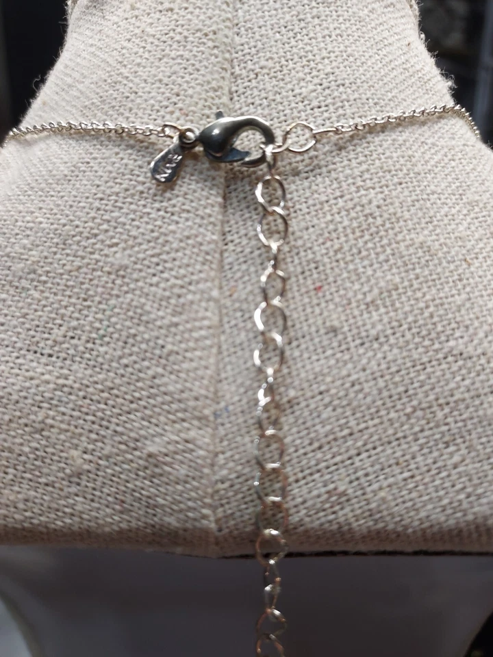 Collar Corazón Romano y Piedra Solar RMN Cristal Tonificado Plata 17"-20" Foto 2 de 4