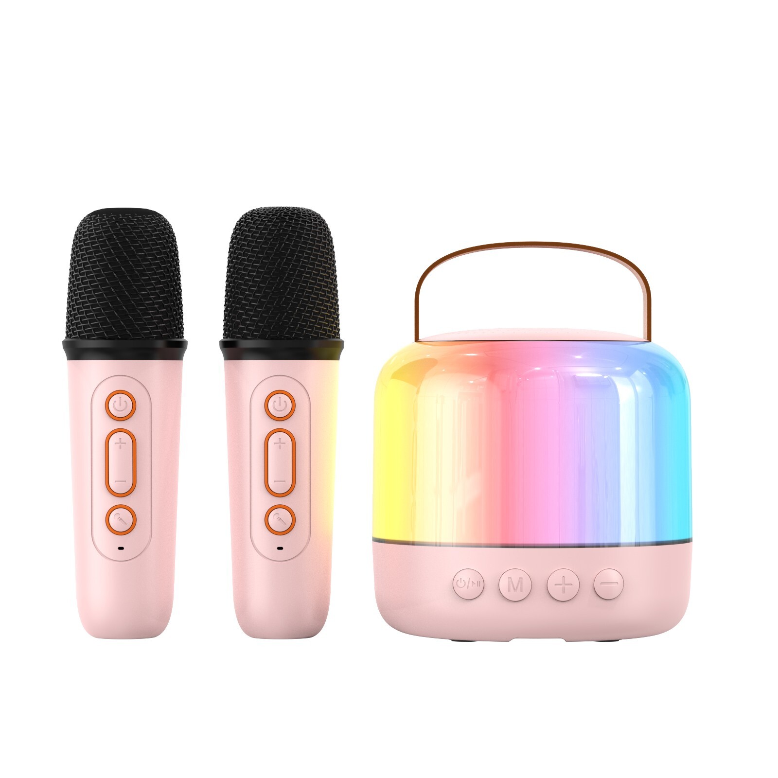 Pink Portable Bluetooth Speaker with Wireless Microphone for Home Karaoke-image