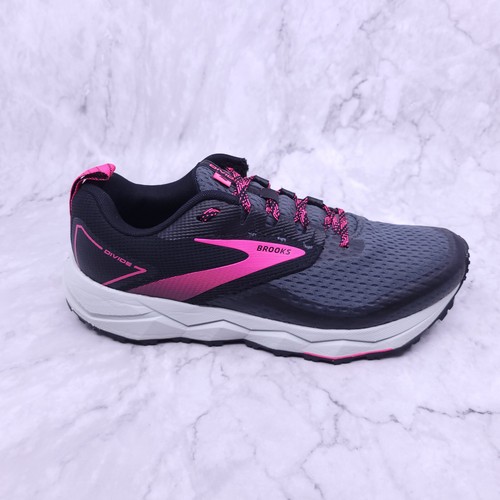 Brooks Womens Divide 2 Trail Running Shoes 7.5 Gray Pink Cushioned