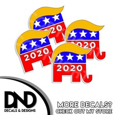 TRUMP Elephant 2020 Republican Trump Vinyl Decal Sticker Helmet Fun 4 Pack 2.5