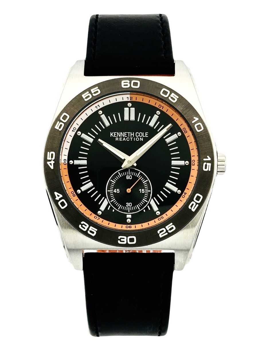 Kenneth Cole KC1445 Black Dial , Gunmetal Bezel Black Leather