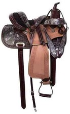 Western Barrel Racing Horse Saddle Premium Leather with tack set 10'' to 18' in