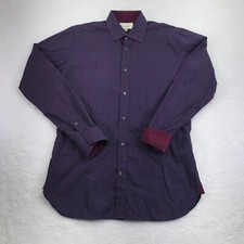 Ted Baker Endurance Dress Shirt Mens 15 34/35 Navy Red Geo Button Up Flip Cuff