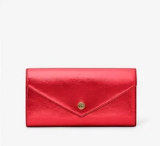 Michael Kors Jet Set Travel Large Envelope Continental Wallet Crimson NEW🎀NWT🎁