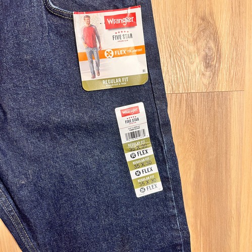 Wrangler Five Star Premium Flex Regular Fit Blue Jeans Mens Size 35x30 - Picture 5 of 8