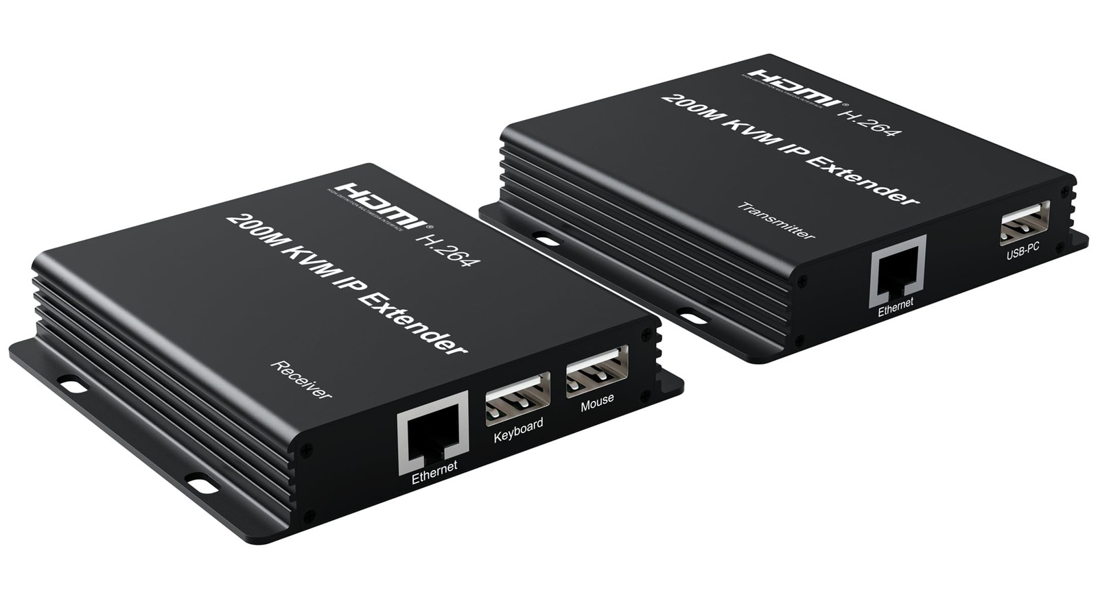 200M KVM IP extender, una coppia di switch Multi - Gigabit via RJ45 (p2M)
