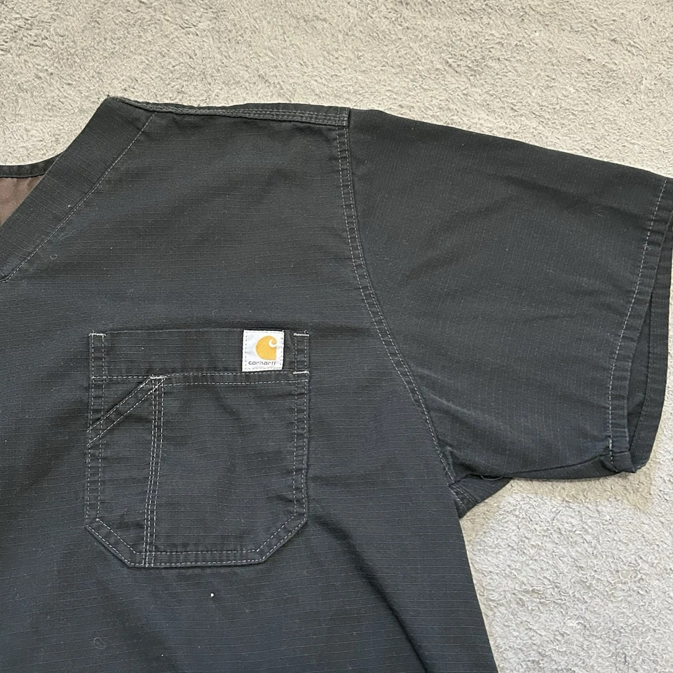 Camisa Médica Carhartt Utility Para Hombres S Negra Ripstop Cuello en V Bi-Swing Back Yugo Foto 4 de 4