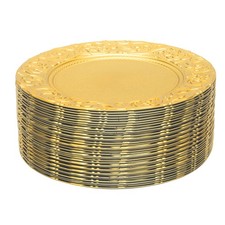 100PCS Gold Charger Plates 13 in Round Plastic Gold Chargers for Dinner Plates