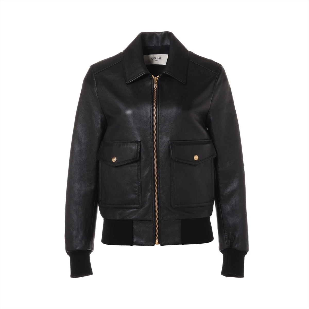 Celine Triomphe giacca pelle di agnello 34 donna nero 2EG25305Q AVIATOR BLUU