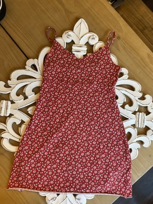 Hollister Flower Print, Red Sun Dress Adjustable Straps, Size XS