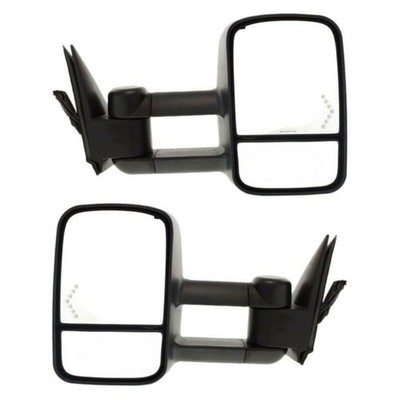 2pcs L&R Textured Blk Pwr Htd Manual Fold Telesc Tow Mir SigNoDim for GMC Chevy
