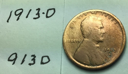 1913 - D  :  Wheat Penny Cent ; VG condition