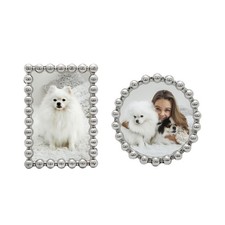 Modern Beaded Mini Frame Set/Set of 2 / 2x3  2.5x2.5 In  For Tabletop Displ...