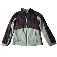 Girls Columbia Fleece/Nylon Blue Zip Up Jacket Youth Size Large 14/16