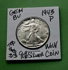 1943 P Walking Liberty Half Dollar 90% Silver HIGH GRADE Gem BU STUNNER HIGH BU