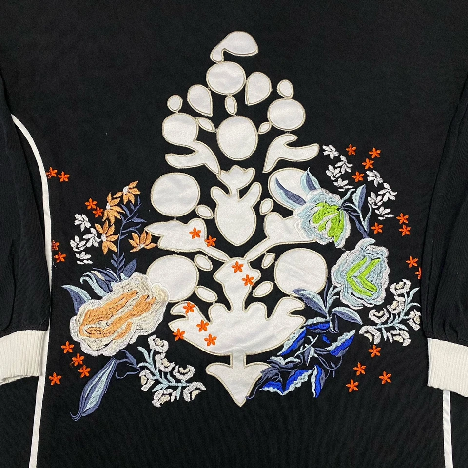 Free People FP Movement Top Womens Medium Black Rugby Ready Logo Layer Floral M - Image 4 of 4