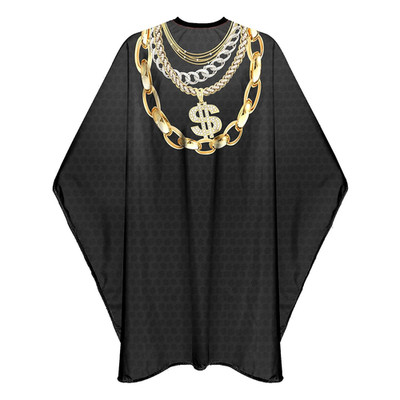 Barber Haircut Cape for Men with Dollar Chain Design Snap Closures