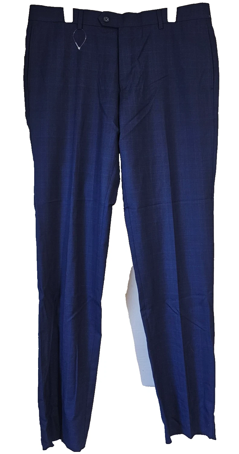 English Laundry Blue Wool Blend Dress Pants Flat Front Mens 44 x 37 NWT