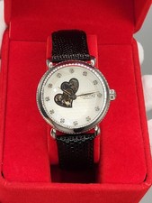 35mm [N. MINT] Stuhrling Automatic Diamond MOP Hearts Skeleton Watch Women's 