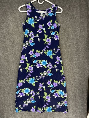 Vintage My Michelle Midi Dress Size S Navy Blue Floral Sleeveless 90s Fairy