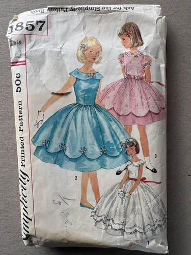 Simplicity 1857 Sewing Pattern Girls Party Dress (Size 10) Cut Complete VTG