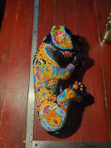 Talavera Blue Sleeping Houndog 18x9x5 Mexico Handmade,Signed Gerardo Table Piece - Picture 7 of 24