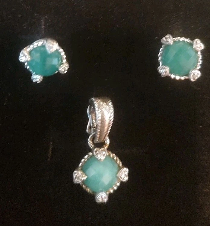 Pendientes Judith Ripka Diosa Calcedonia Verde y Dije a Juego Foto 2 de 4