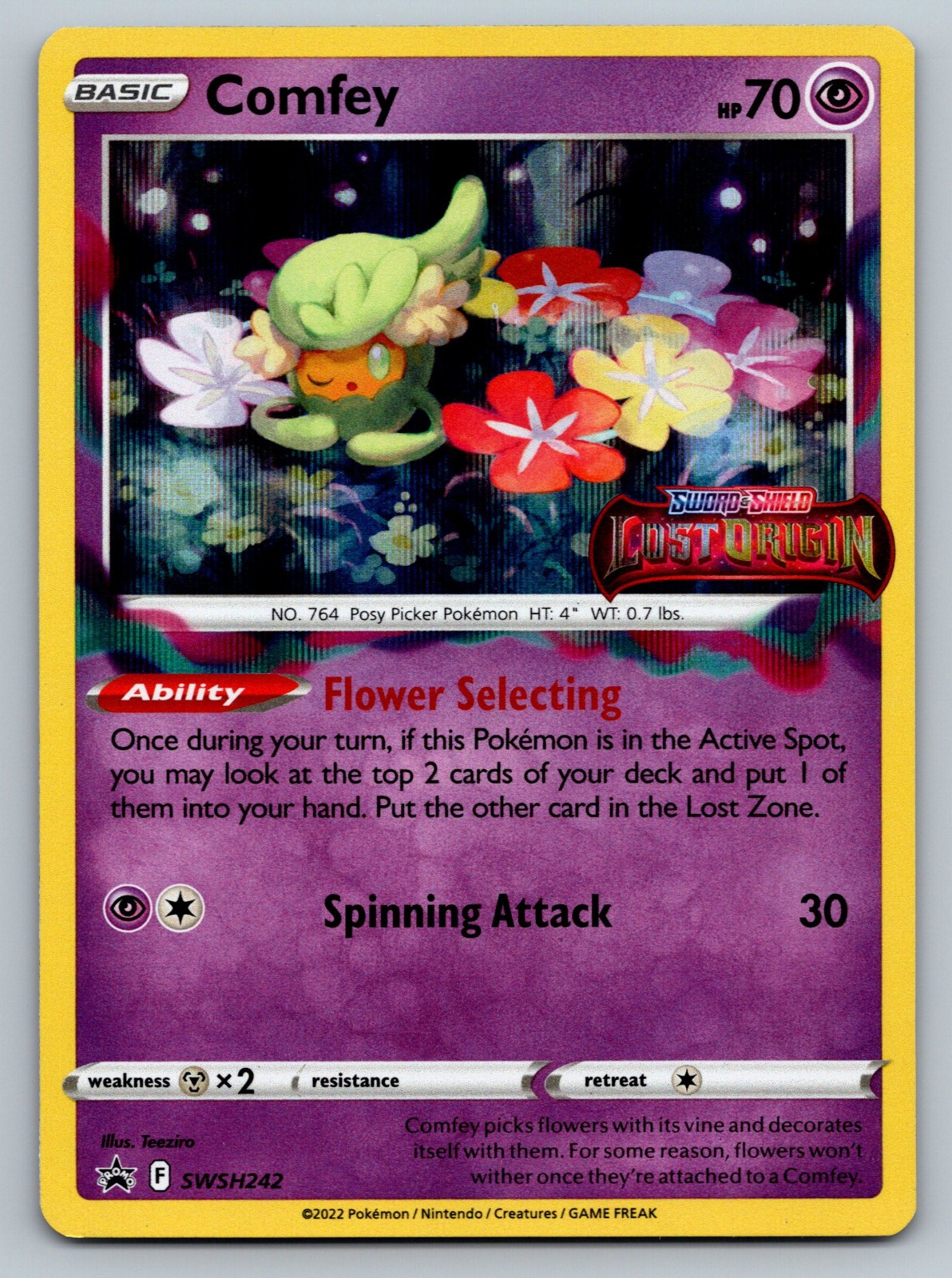 Pokemon TCG - Comfey SWSH242 - Black Star Promo - Lost Origin Stamp - NM