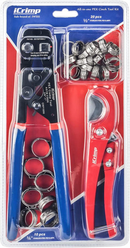 PEX Crimping Tool Kit with Cinch and Removal Tool for 3/8 Inch to 1 Inch Clamps