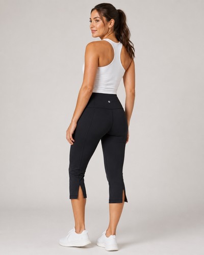 Lululemon Tadasana Slit Crop Pants Black Size 6 21” Inseam