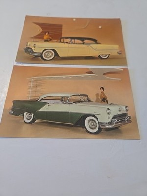 Lot of two original factory postcards 1954 Oldsmobile Ninety-Eight , Super ''88''