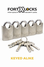 HEAVY DUTY PROTECTED SHACKLE CONTAINER SHED PADLOCK 50MM * KEYED ALIKE * X 5