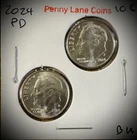2024 Roosevelt Dime 10C P D Uncirculated 2 Coin Lot From OBW Rolls LOW MINTAGE🔥