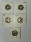 Five 90% Silver Washington Quarters - Fine Condition
