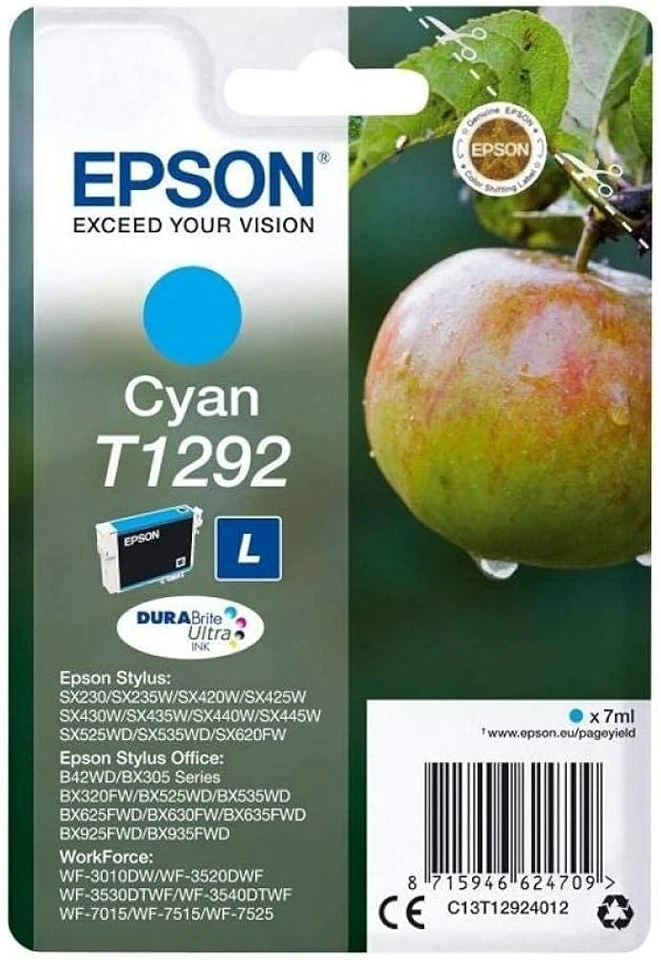 Epson T1292 cartouche d'encre Cyan authentique C13T12924012 (TVA incluse) - Photo 1/1
