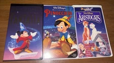 Disney Masterpiece VHS bundle Fantasia Aristocats Pinocchio Clamshell WORK