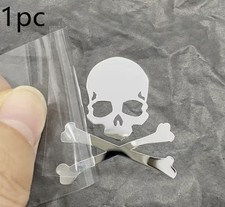 Chrome Mirror Silver Shiny Skull Crossbones 1.3 Reflective Vinyl Sticker Decal Chrome Mirror Silver Shiny Skull Crossbones 1.3 Reflective Vinyl Sticker Decal