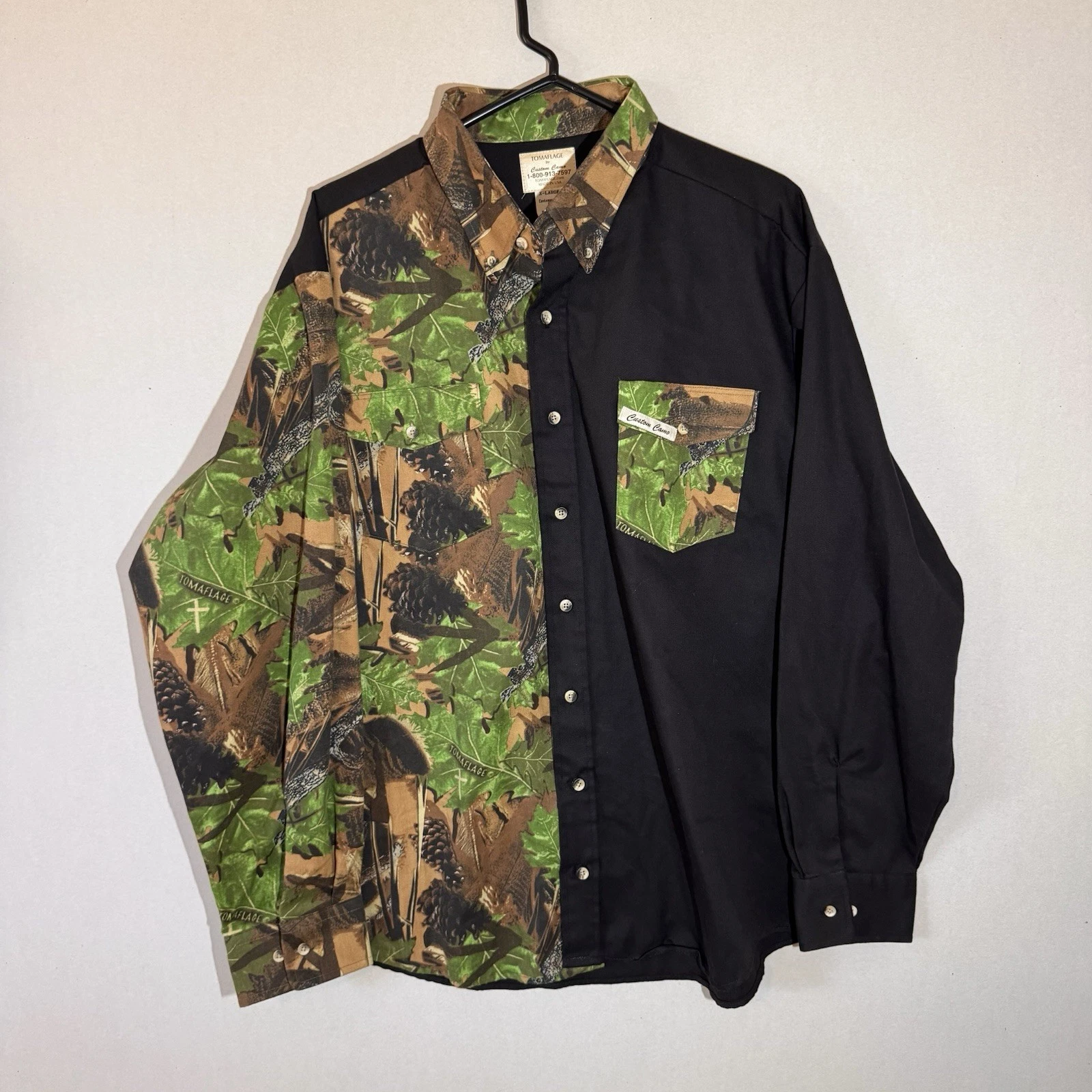 Tomaflage Custom Camo Men's XL Button-Up Camouflage Shirt Black Green Brown USA